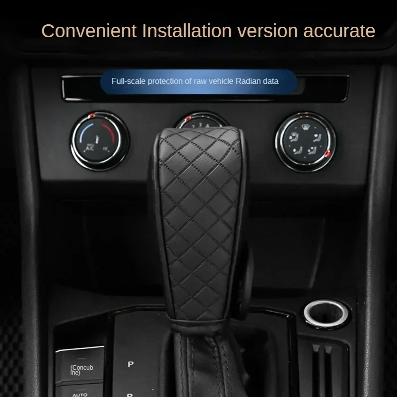 PU Leather Car Automatic Gear Handle Cover Non-Slip Wear-resistant Shift Knob Decor Protective Covers Interior Accessories