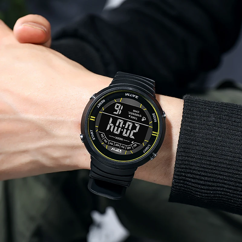Shock Resistant Negative Display Digital Watches 3ATM Water Resist