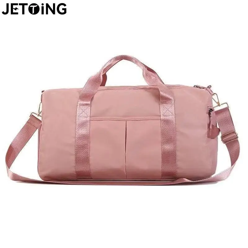 Duffel Bag Embroidered Sports Gym Bag Travel With Wet Dry Pockets & Shoe Compartment 2 Layer For Vacation, Beach, Swimming Pool
