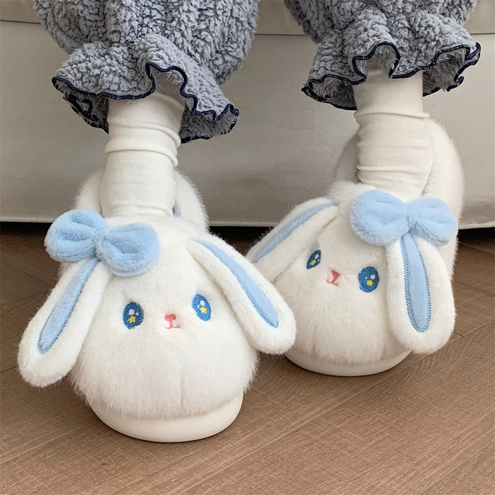 Slippers Personality Cute Bunny fun cute slippers for women girls Fashion Kawaii Fluffy winter warm women's slippers
