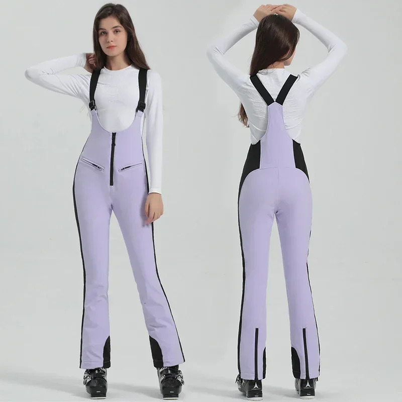 2025 Women New Outdoor Ski Winter Insulation Waterproof Skiing Snowboard Strap Pants Breathable Sports Snow Trousers