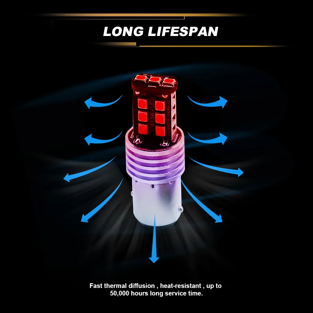Podofo 2X 1157 LED Strobe Flashing Safety Brake Stop Tail Parking Light Bulb Bright Red