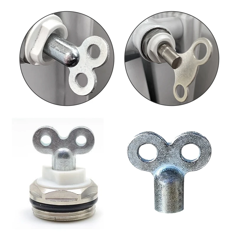 2pcs Radiator Valve Key Faucet Key Water Tap Plumbing Bleeder Key Aluminum Alloy Heater Wrench Air Vent Central Heating Tools
