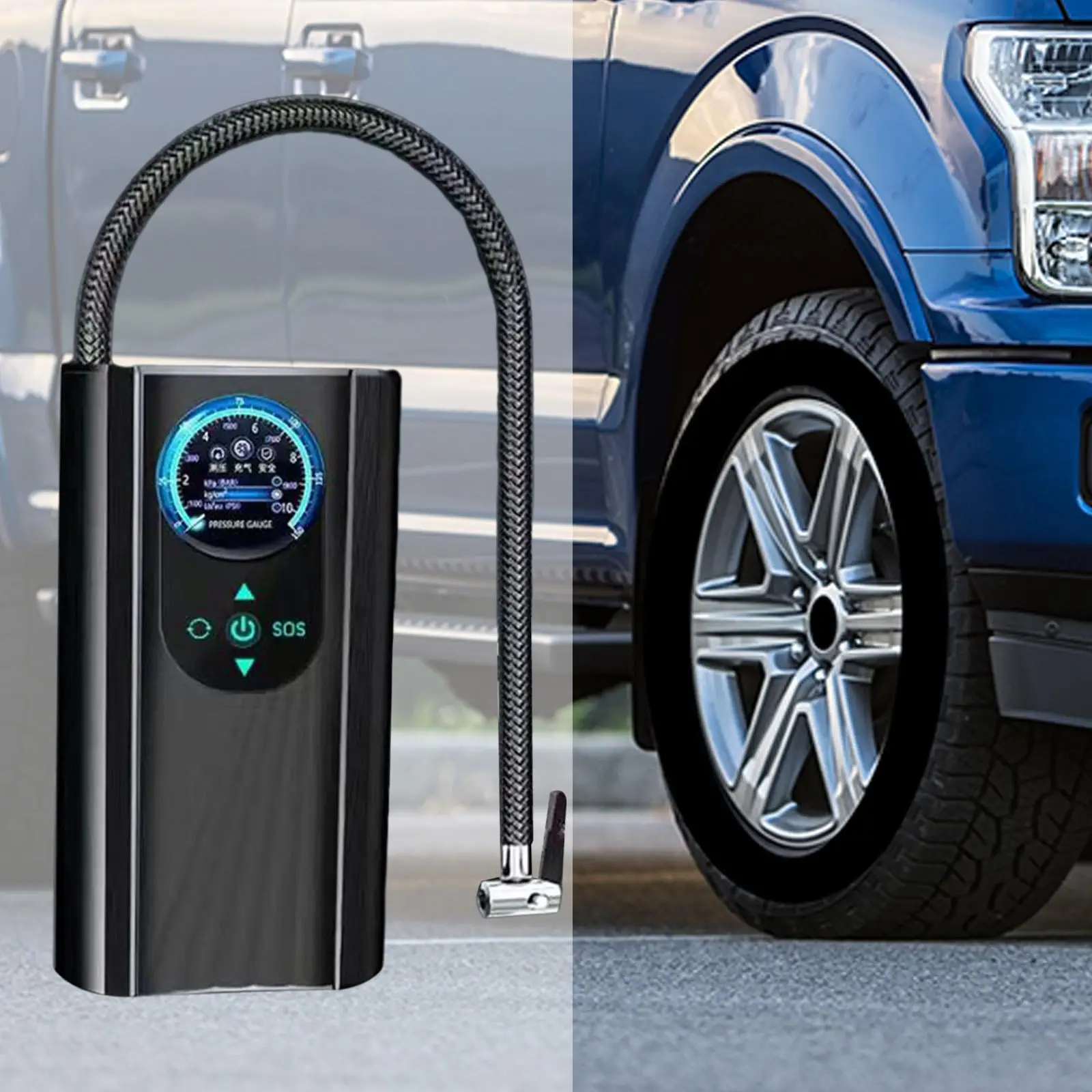 Tire Inflator Car Air Compressor with Tire Pressure Gauge LCD Display Screen Mini Air Pump for Motorcycle SUV Bike Basketball