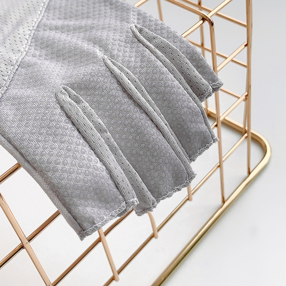 Women Summer Sunscreen Lace Flowers Driving Cycling Breathable Half Finger Gloves Thin Mesh Ice Screen Anti Slip Mittens 5