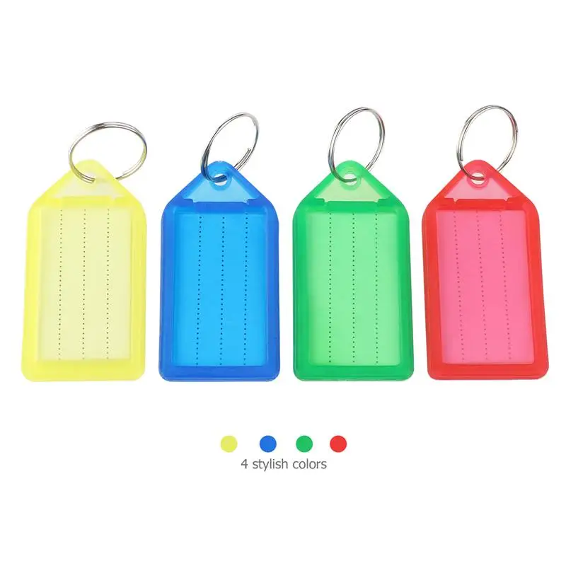 60pcs Multi-Color Fobs Plastic Tags Labels With Interior Accessories Key Rings (Random Color)