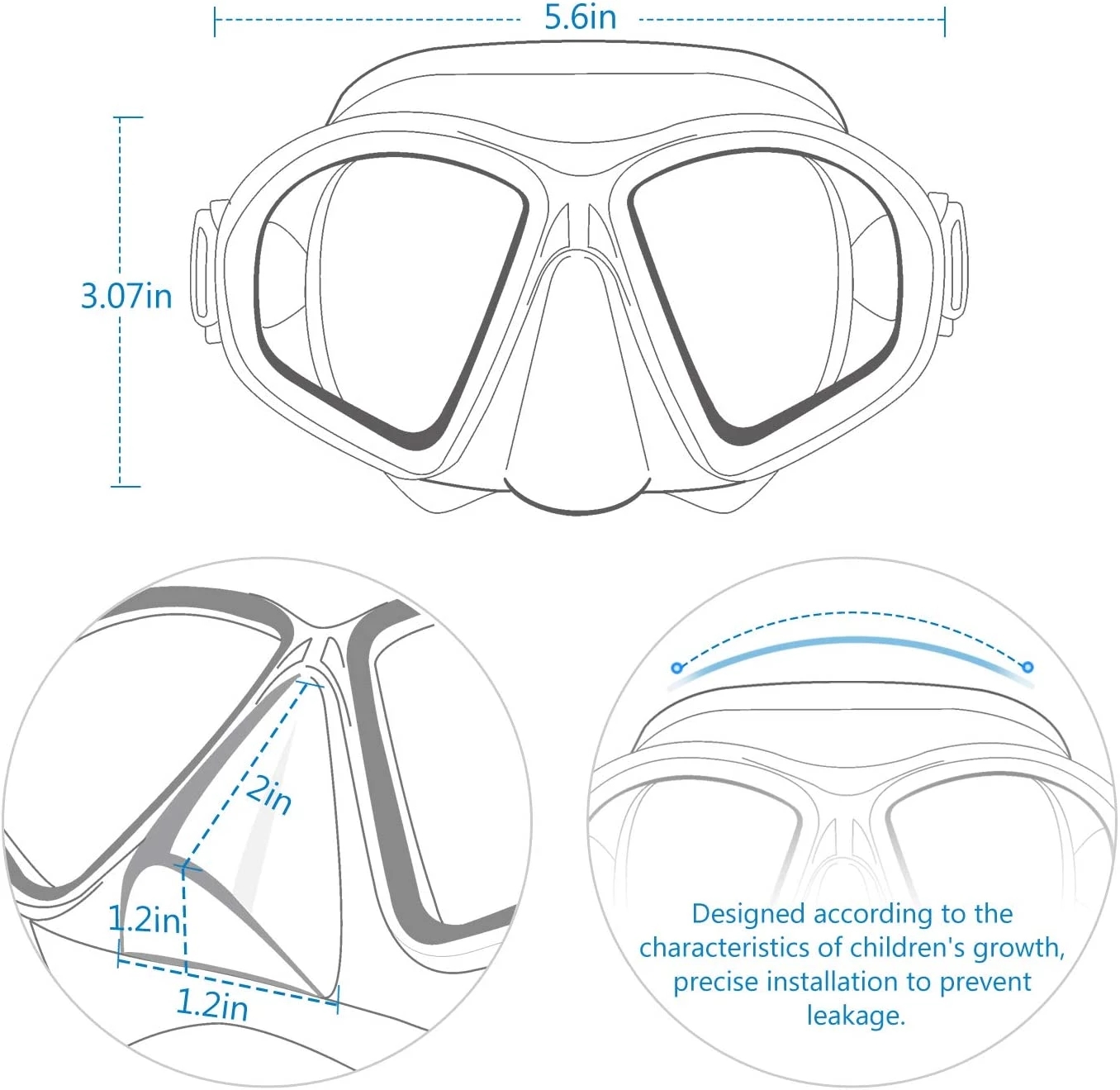 Mirror Lens Snorkeling Mask Professional Diving Set Anti-Fog Goggles Glasses Swimming Fishing Pool Equipment