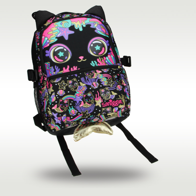 Australian original Smiggle children's hot-selling schoolbag female cute high-quality backpack black cat 16 inches