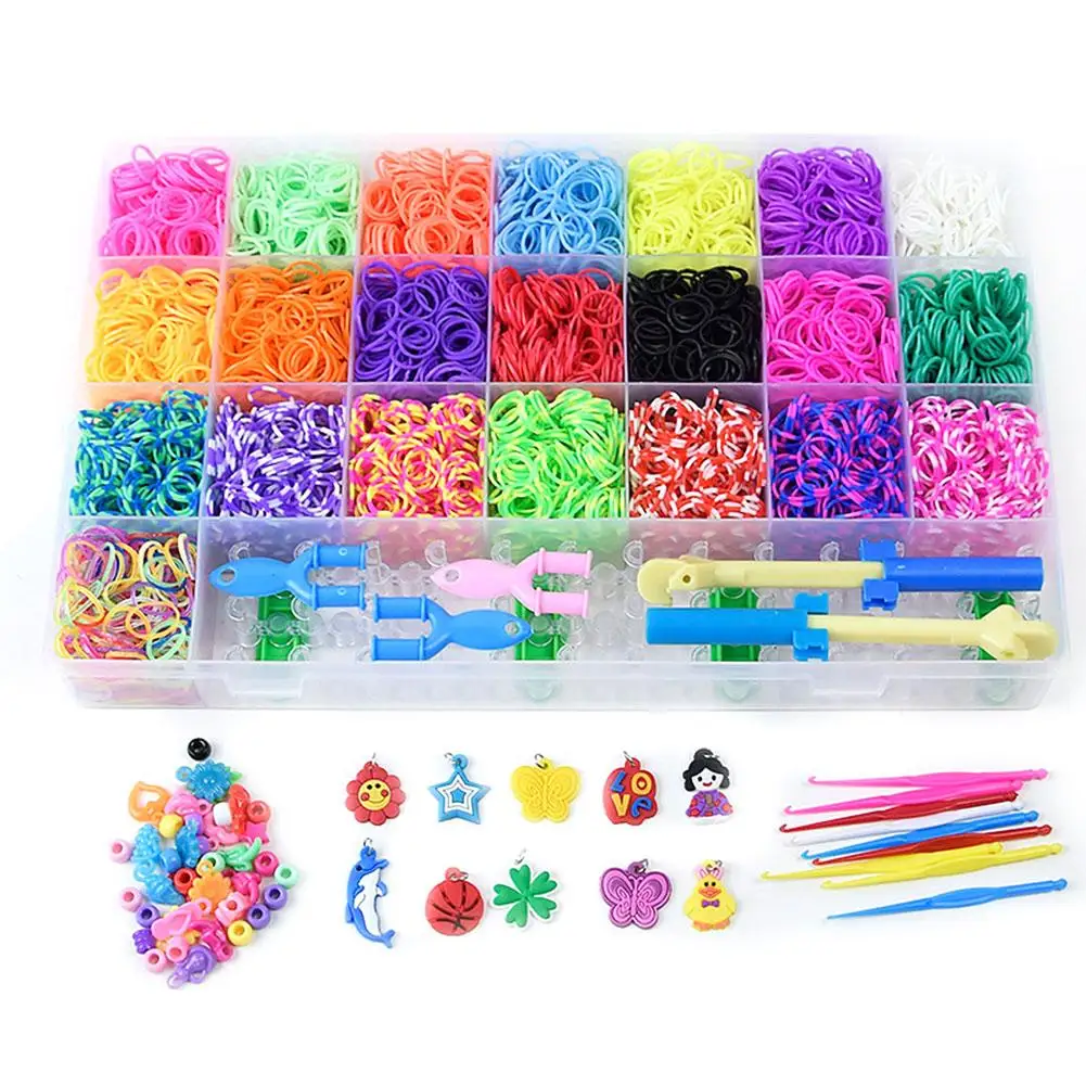 DIY Hand Made Rubber Bands Twist Loom Set Rubber Bands Kits Friendship Bracelet Maker Making Kit for Kids In Stock