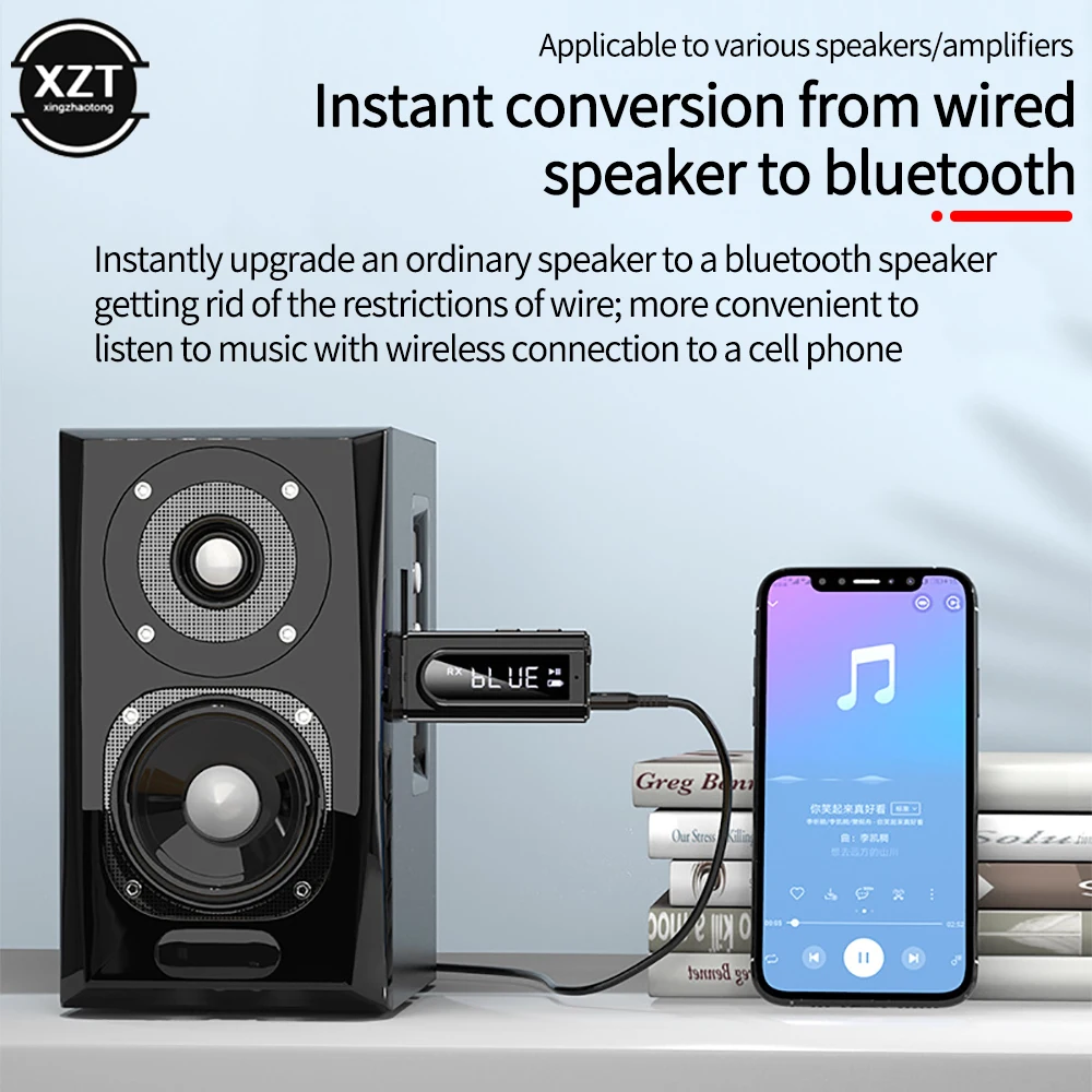 USB Bluetooth-compatible 5.0 Transmitter Receiver LED Display MP3 Player Aux Car FM TV PC TF Audio Stereo Adapter Home Speaker