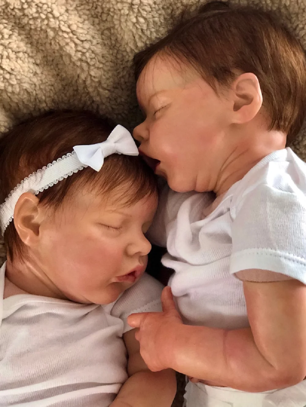 Lifelike Full Silicone Vinyl Twins Reborn Baby Girl Doll with Rooted Hair, 3D Painted Skin, Handmade, 42cm dh5727163