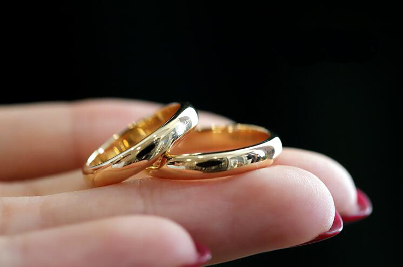 YANHUI Real Pure Gold Color Rings For Women And Men Simple Couple Ring Smooth Wedding Band For Lovers JR050
