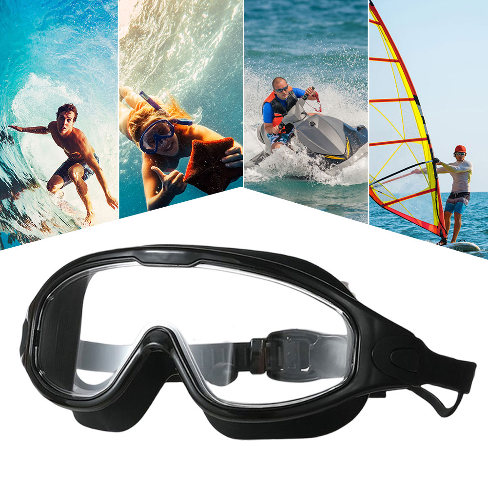 Large Frame Swimming Goggles for Adults with Earplugs Swim Glasses Men Women Professional HD Anti-fog Goggles Silicone Eyewear