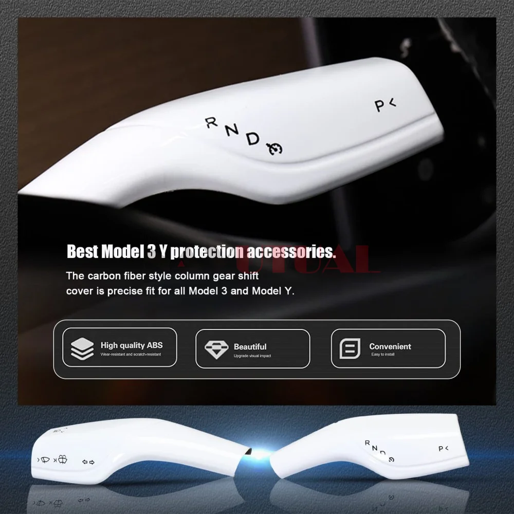 White Steering Wheel Column for Tesla 3 Model Y Car Shift Paddle Decorative Cover Gear Lever Interior Protection