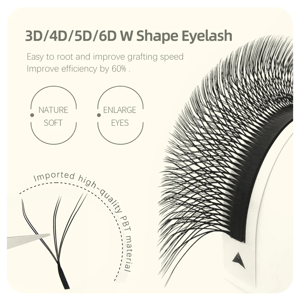 MASSCAKU W Design Volume Eyelashes Makeup Product Natural Soft 0.07mm Easy Fans W Cluster 3D/4D Easy Flowering Eyelash Supplies