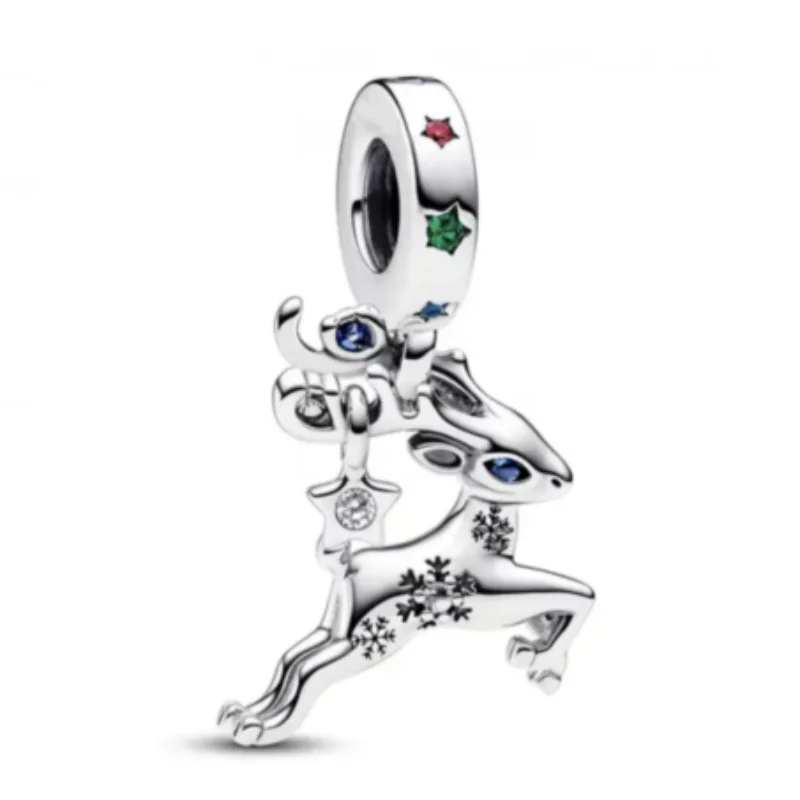 2023 New 925 Silver christmas Stick Heart Charms Star Paw Wings Beads Fit DIY fine Original Bracelet By Women Gift