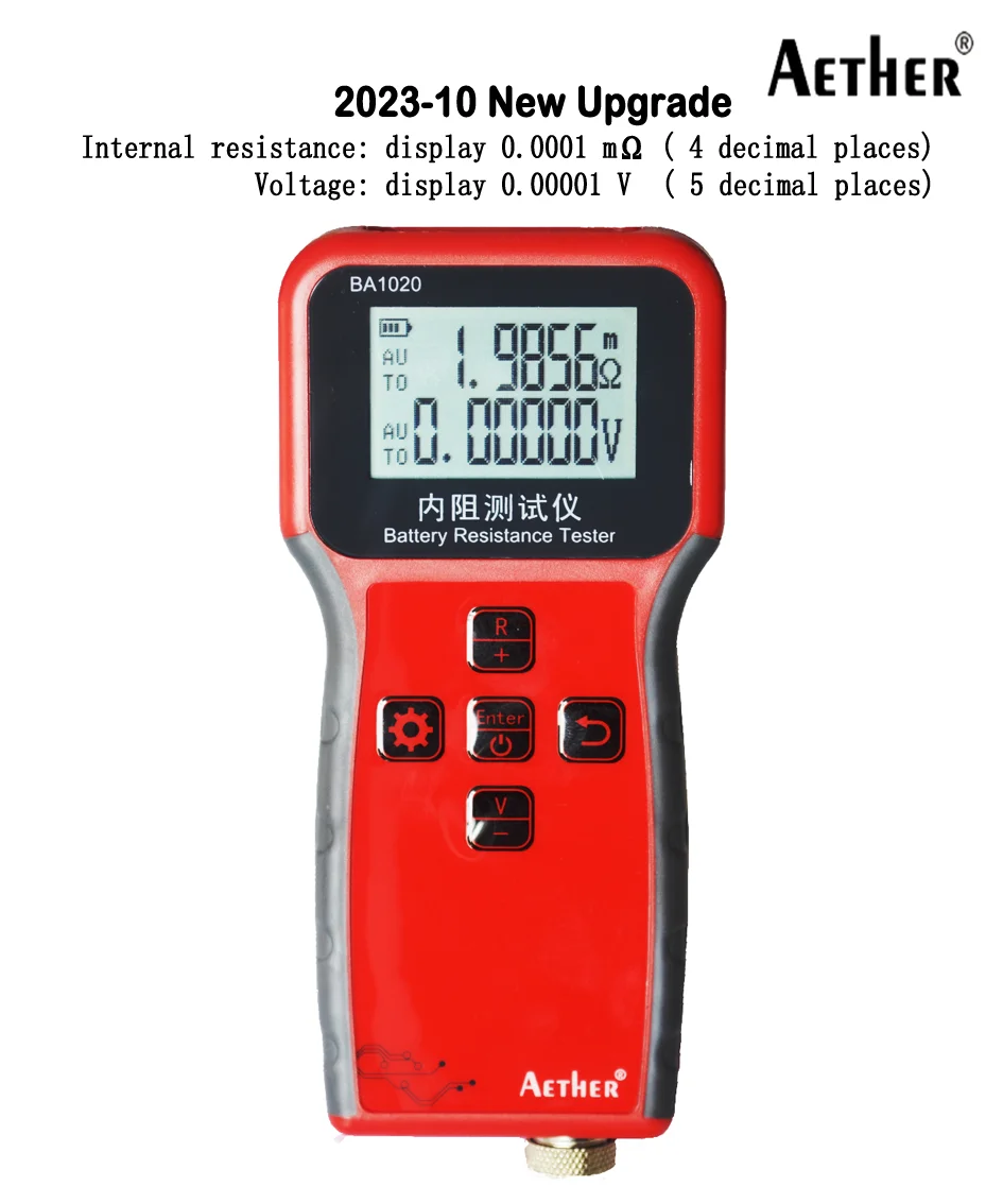BA1020 0.2% High-precise 4-digit decimal display Handheld Portable Battery Internal Resistance Voltage Tester/Meter 200Ω 100V