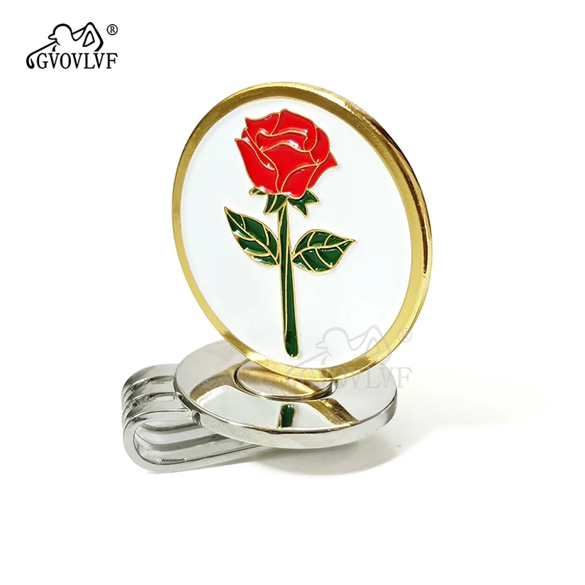 1 piece GVOVLVF Golf Rose ball Markers Magnetic Hat Clips with Bling Bling Golf Bag Accessories Gift for Women Golfers New