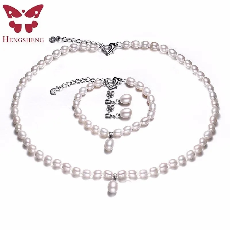 Hengsheng A Natural Freshwater Pearl Jewelry Set Fashion/Elegant Necklace Bracelet Earrings Suitable for Women to Attend Parties/Weddings/Gifts 241031