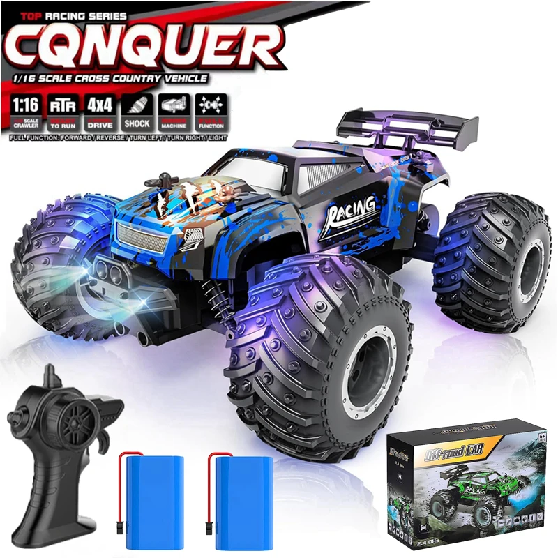 Remote Control RC Cars for Boys 25 KM/H Fast Car for Adults RTR 2WD Off Road Monster Truck with LED Lights Radio Toys Gifts Kids