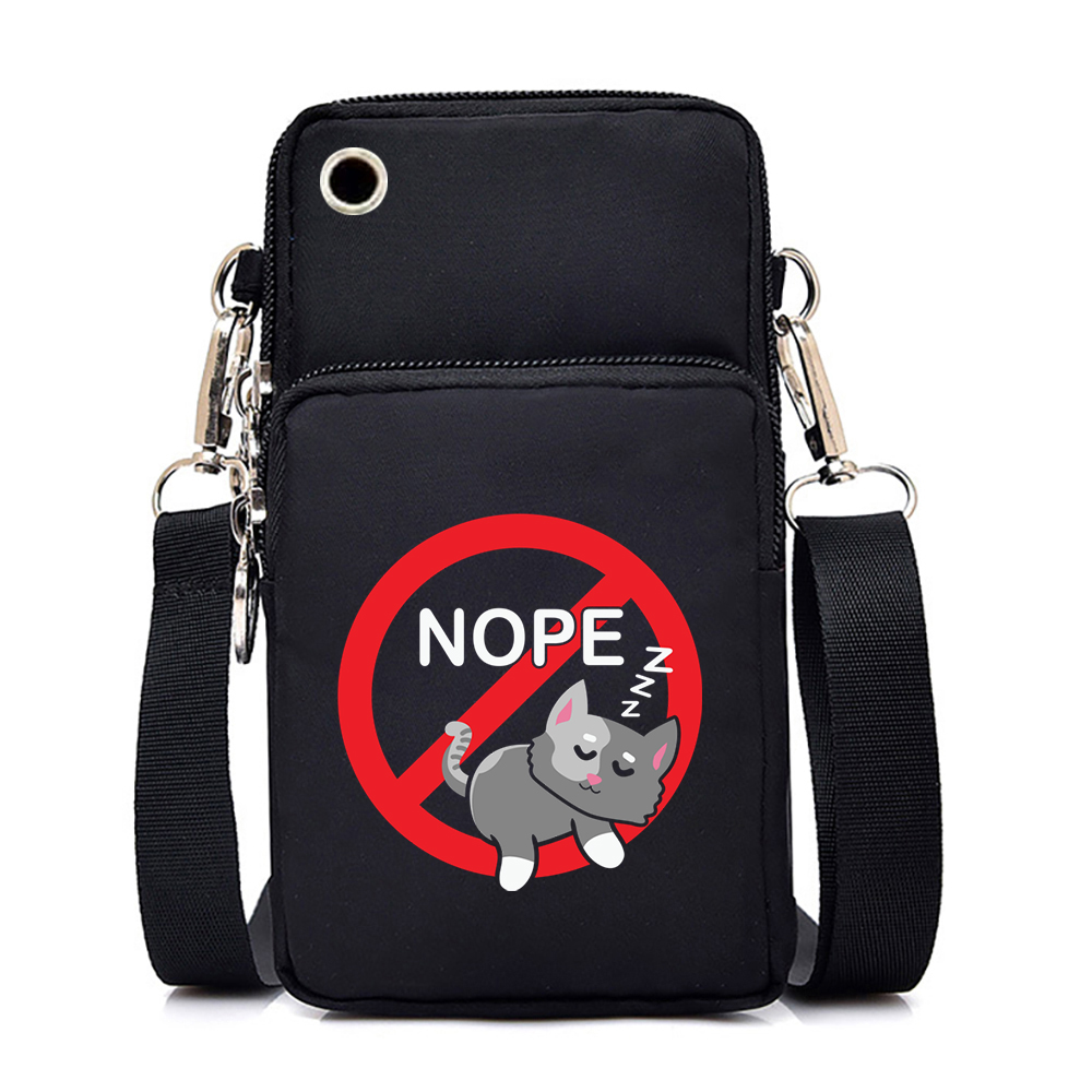 Cats Not Today Print Purses and Handbags Female Mini Mobile Phone Bag Animal Zipper Crossbody Bag Wrist Bag Women Shoulder Bags
