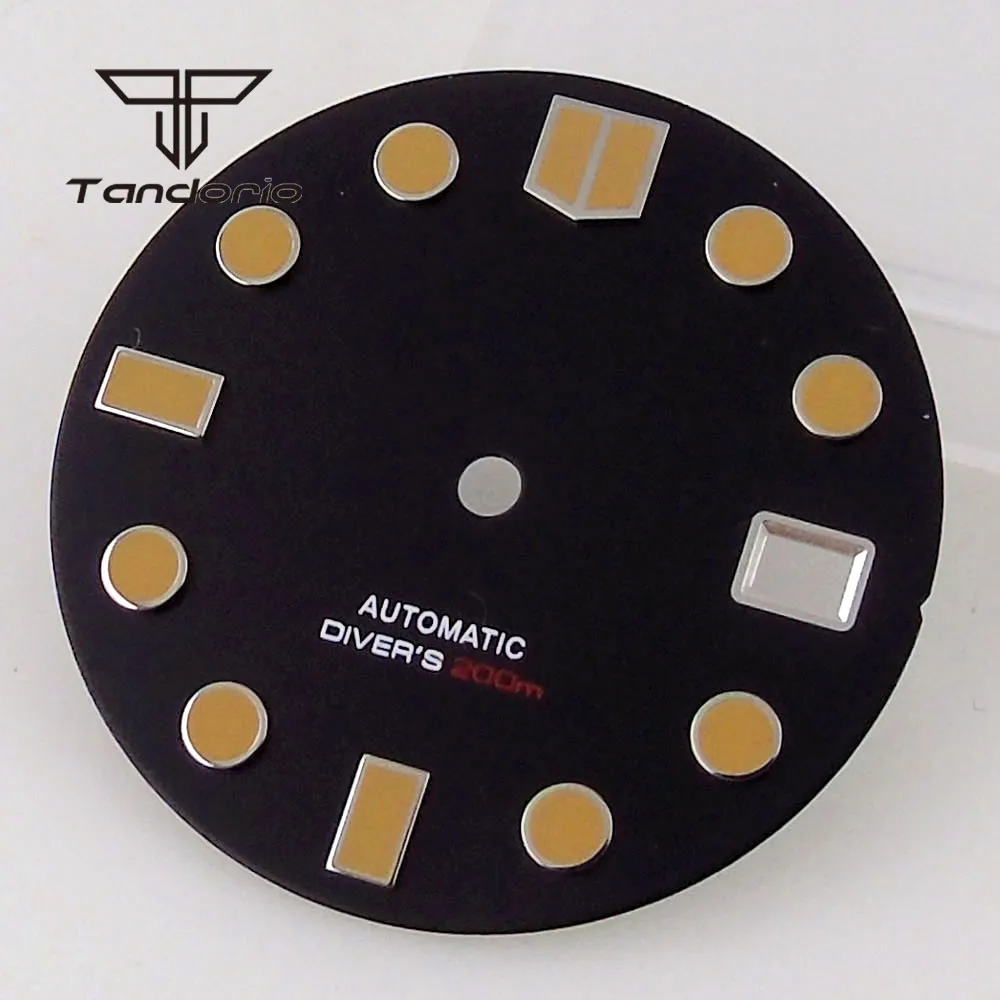 29mm Black White Sterile Watch Dial Face Date Display Window Hands Set Luminous Accessories Fit NH35 NH36 Automatic Movement