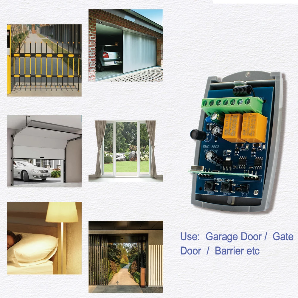 Remote Control Switch Receiver 433MHz 433.92MHz Universal RF Receiver AC/DC 7-32V 85-250V 2CH Relay Module For Garage Gate Door