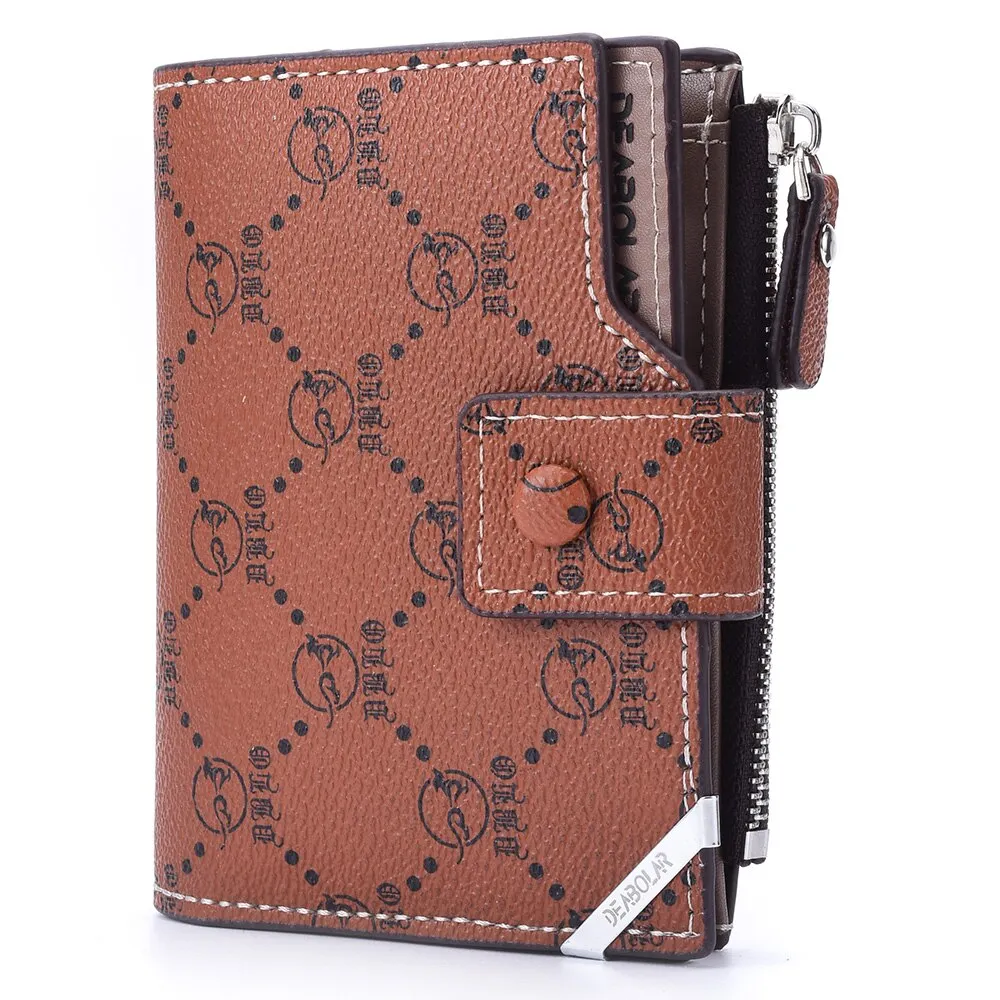 New Old Flower Multifunctional Wallet Men's Short Vertical Buckle Zipper Retro Wallet