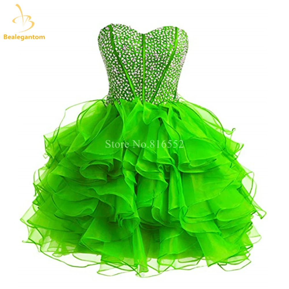 Bealegantom Sexy Short Homecoming Dresses Sweetheart Organza Beaded Sequins Mini Prom Party Cocktail Gown Vestidos De Graudation