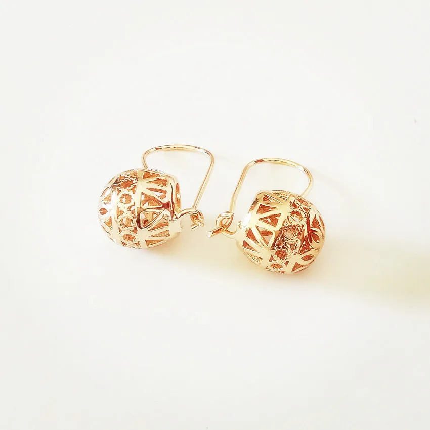 Russian earrings womens jewelry womens earrings fashionable floral spherical 585 rose gold colored earrings womens gold jewelry 241031
