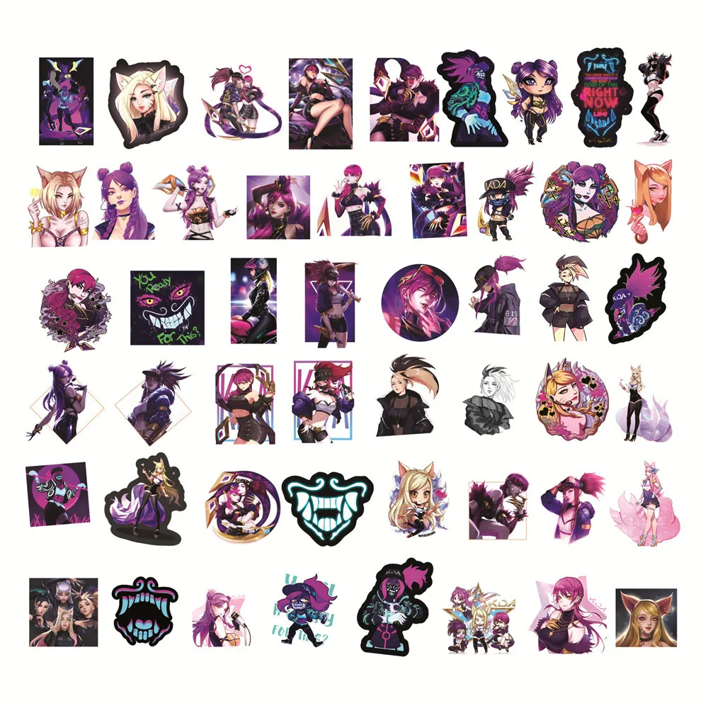 10/30/50PCS Game LOL KDA Anime Stickers for Laptop Water Bottle Skateboard Scrapbooking Waterproof Kids Decal Sticker Packs