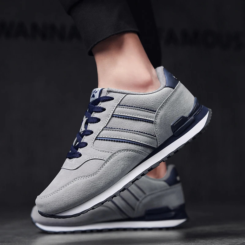 Suede Leather Sneakers Men Classical Running Lightweight Comfortable Outdoor Sport Breathable Flat Jogging Shoes c40c4