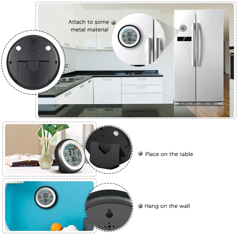 Thermometer °C/°F Hygrometer Digital Temperature Humidity Meter Max Min Value Trend Display smile °C/°F