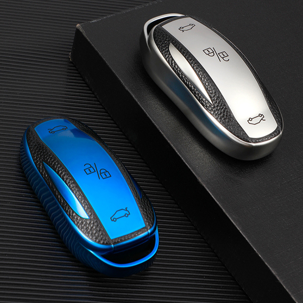 Leather TPU Car Smart Key Cover Case Fob for Tesla Model X Model S Model 3 Model Y Key Shell Bag Holder Protector Accessories 9ed70 5 54c43