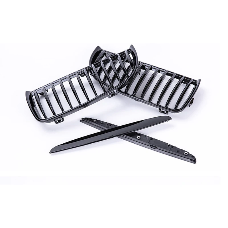 Pulleco For BMW 3 Series E90 E91 323I 328I 335I 330I 325I Car Front Grille Racing Grill Single 2005-2008 Gloss Black Grille