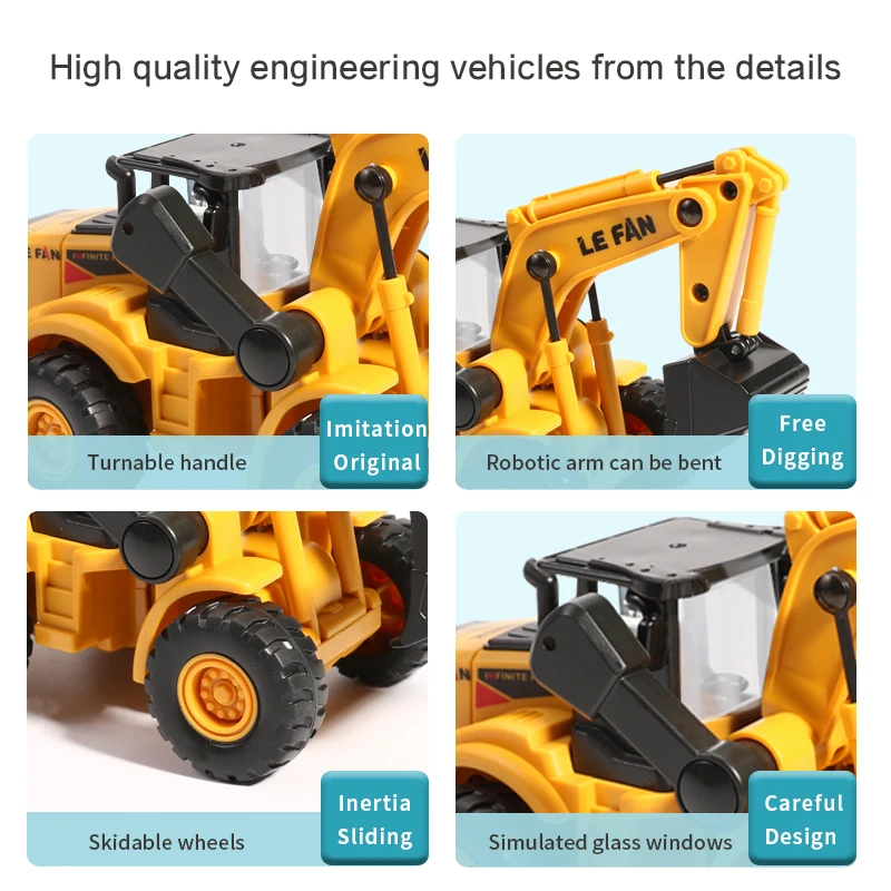 Back Car Toys Retro Classic Vehicle Engineering Models Cars Excavator Crane Bulldozer Roller Kids Car Toys For Boys