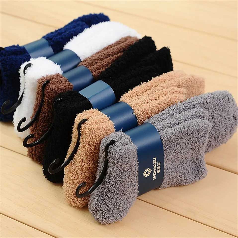 Winter Warm Thicken Fluffy Men Soft Elastic Coral Velvet Towel Sock Unisex Thermal Cozy Floor Sleeping Socken Dropshipping LX241102