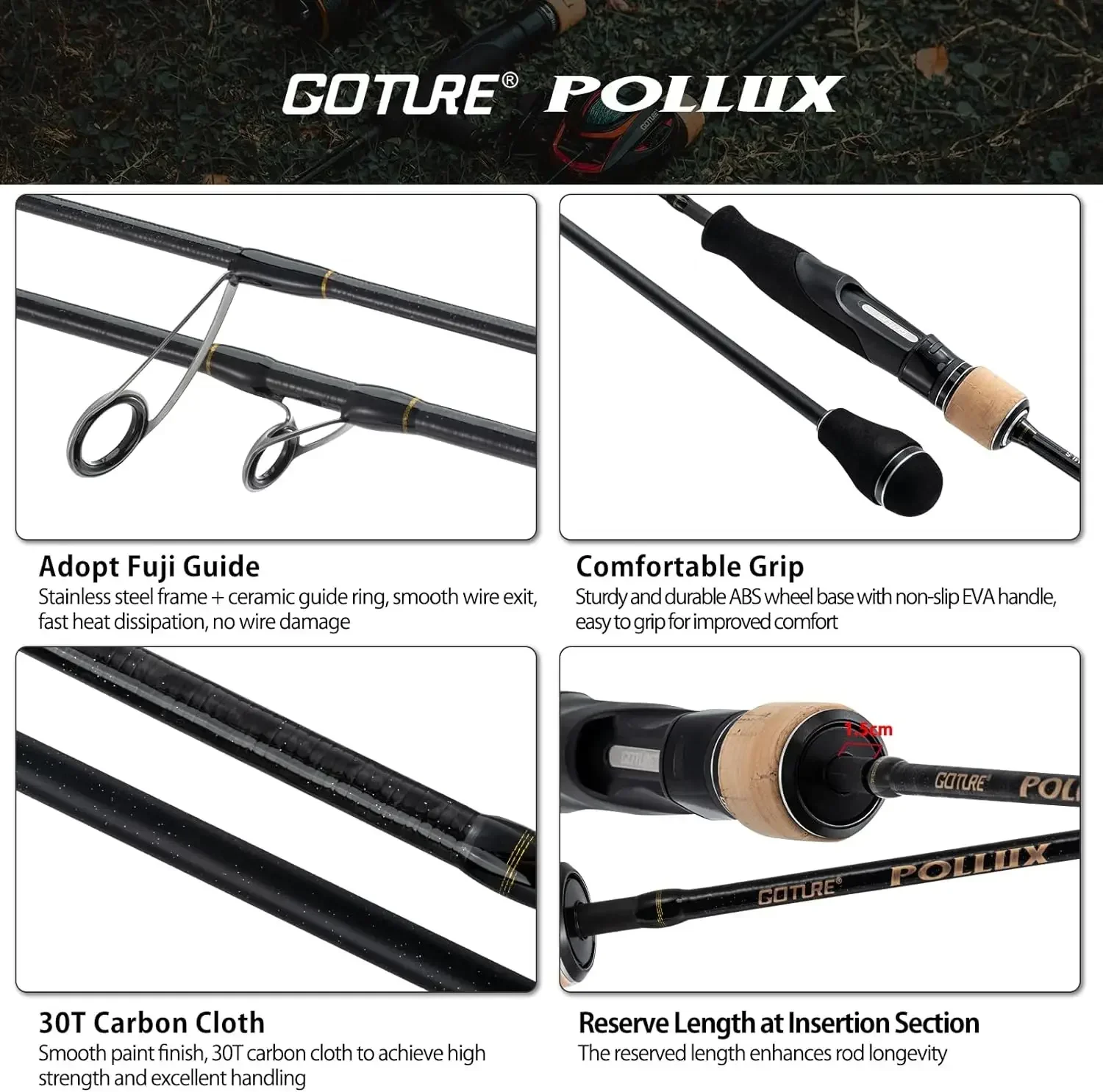 Goture Pollux Slow Jigging Rod 2 Sections Fuji Guide Ring 1.83M Super Strong Spinning Casting Rods ML/M/MH Power Sea Fishing Rod