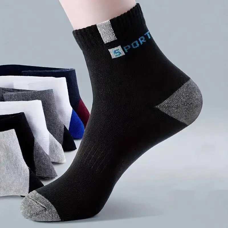 Cotton Sock for Men Sport Breathable Soft Letter Fashion Sneakers High Elastic Middle Tube Stocking Towel Sox Summer Running X250319