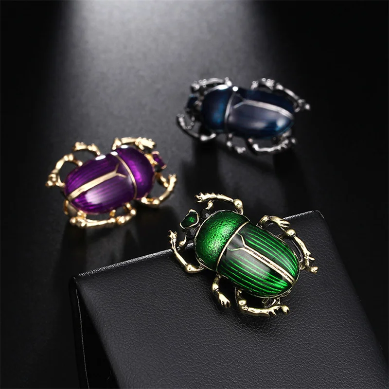 New Vintage Jewelry Beetle Brooches for Women Kids Enamel Blue Green Purple Animal Insects Brooch Jewelry