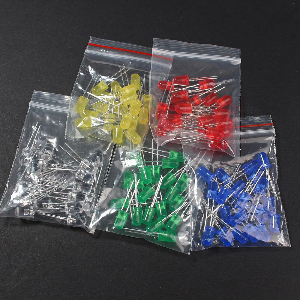 50-100PCS F5 LED Diode 5MM Super Bright Light Emitting Diodes Kit Blue Green Red Yellow White