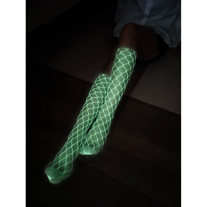 Sexy Socks Ladies Sexy Fishnet Stockings Glow in the Dark Luminous Glowing Fishnet Socks z241106