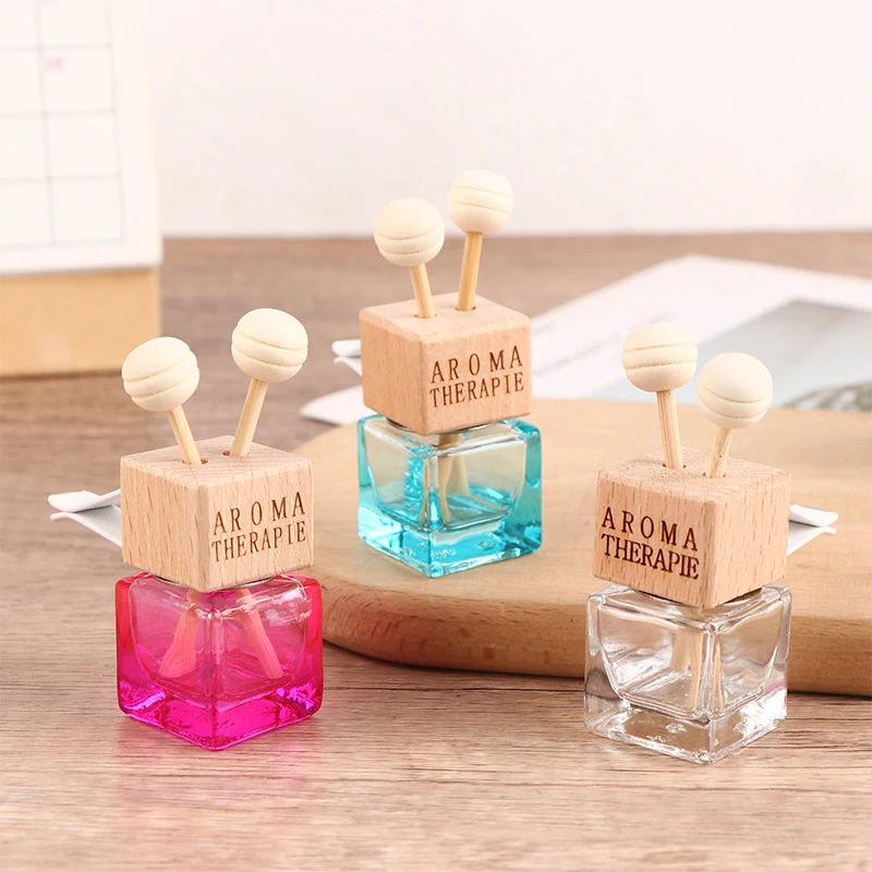1Pc Car Fragrance Empty Glass Bottle Cute Car Freshener Bottle Perfume Clip Air Vent Outlet Aromatherapy Essential Oils Diffuser
