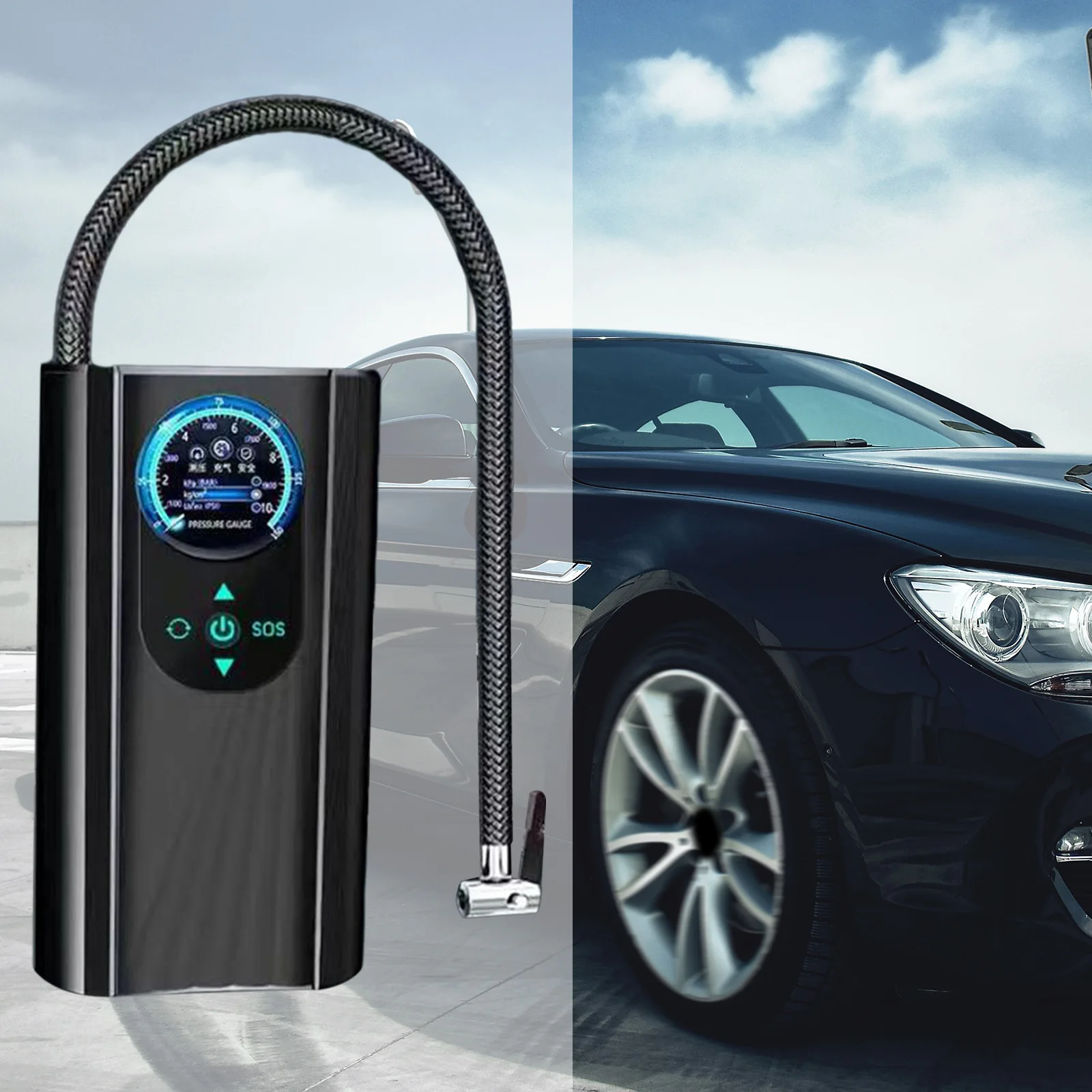 Tire Inflator Car Air Compressor with Tire Pressure Gauge LCD Display Screen Mini Air Pump for Motorcycle SUV Bike Basketball
