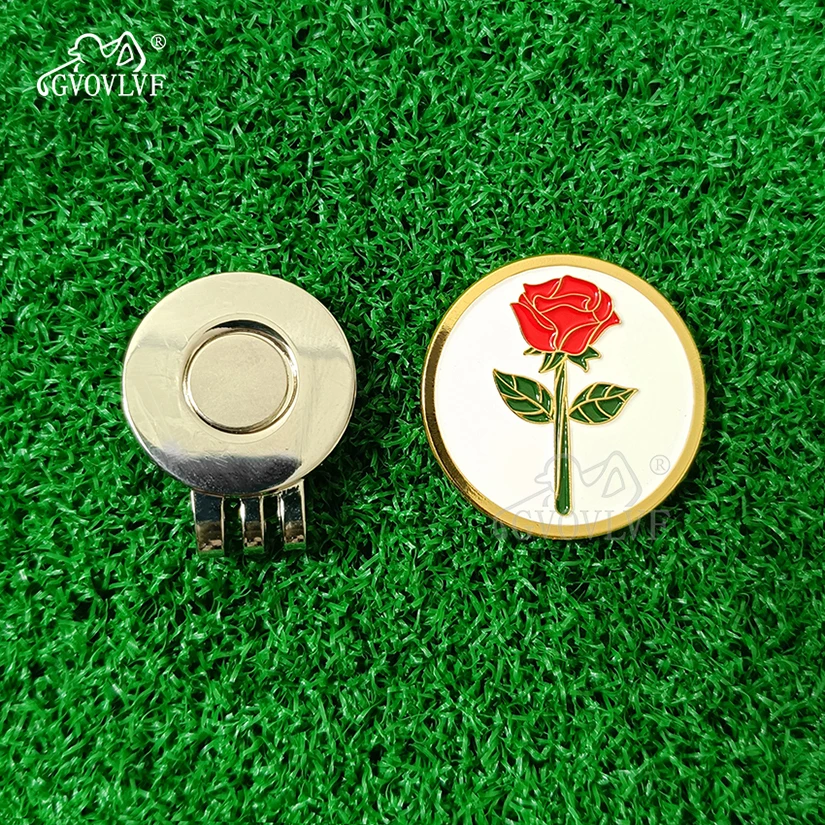 1 piece GVOVLVF Golf Rose ball Markers Magnetic Hat Clips with Bling Bling Golf Bag Accessories Gift for Women Golfers New