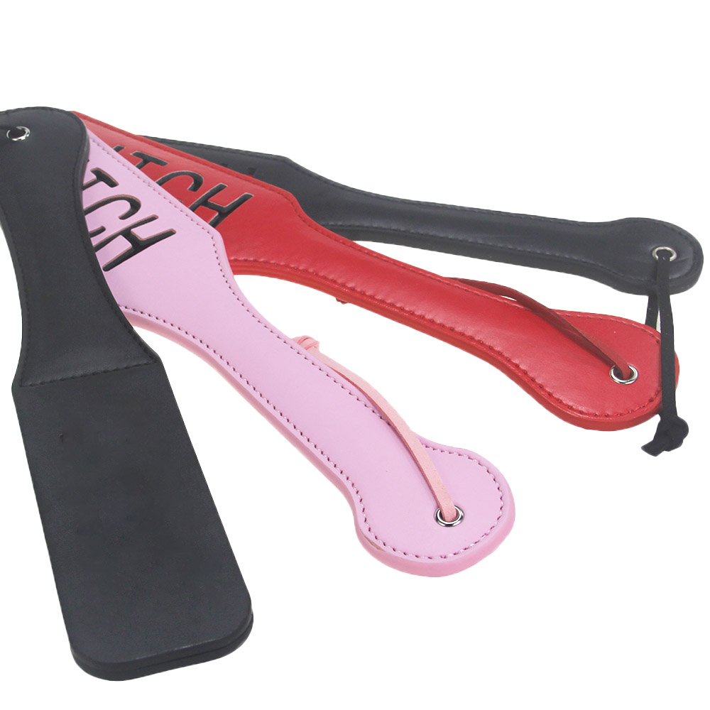 Candiway PU Leather Double Letters Spank Paddle - Perfect Fetish BDSM Toy for Submissive Slave Roleplay Adult Erotic Games with