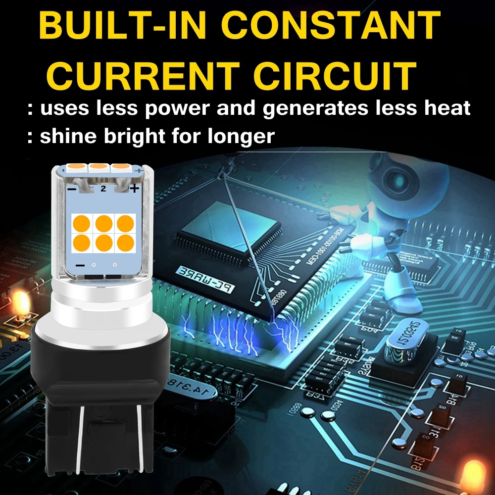 2PCS T20 LED W21/5W W21W Led Bulbs 7443 7440 Super Bright Car Brake Lamp WY21W Turn Signals Auto Reverse Light Red White Yellow