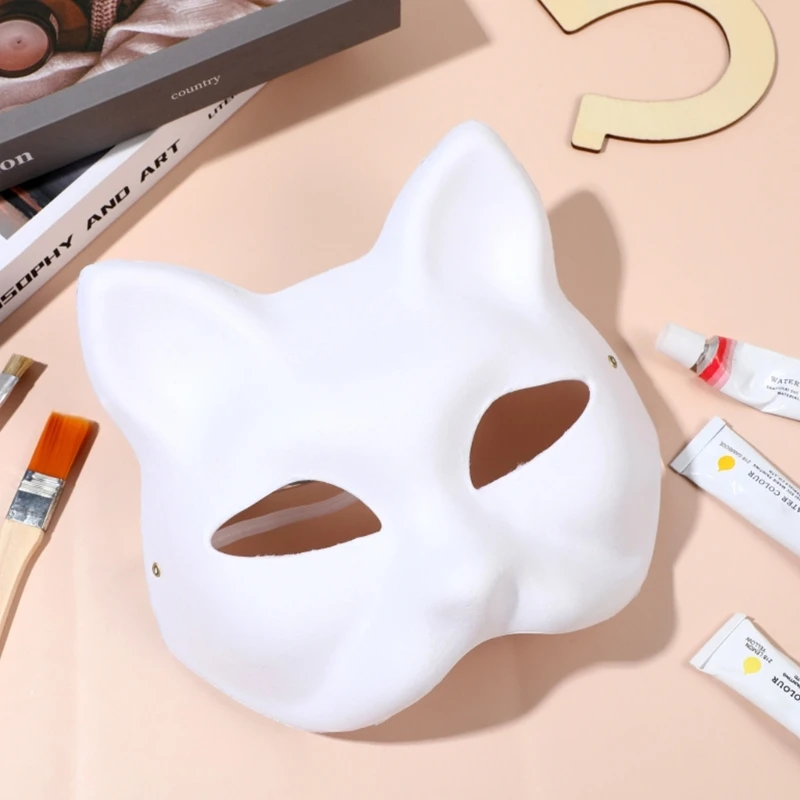 DIY Cat Mask Half 2025 Face Mask Hand-Paint Foxes Mask Masquerade Mask for new Halloween H9ED