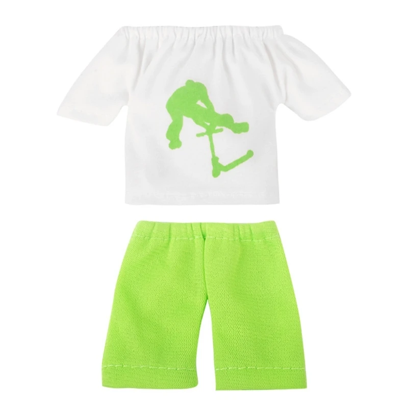 Mini Fingertip Clothes Set Finger Pants T-shirt Scooter Skateboards Tools Outfit Accessories for Kids Children Toy Game P31B