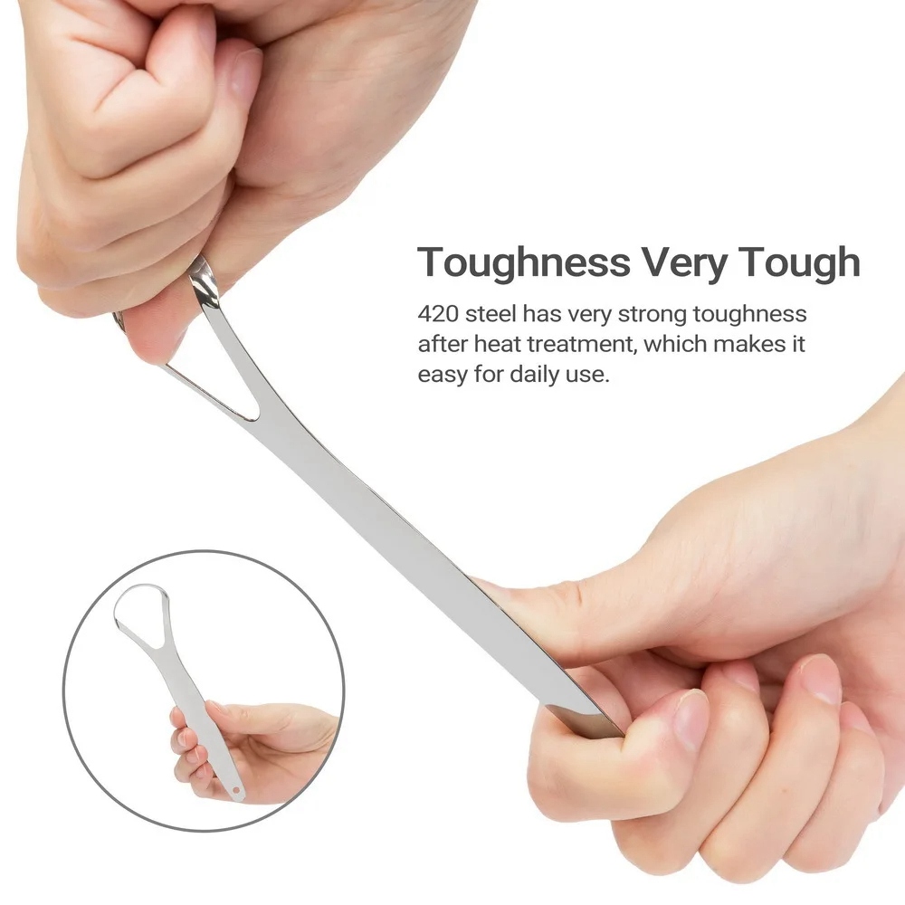 Stainless Steel Tongue Scraper Cleaner Fresh Breath Cleaning Coated Tongue Toothbrush Oral Care Tools Tongue Coating Cleaners Brush S010 - view 5